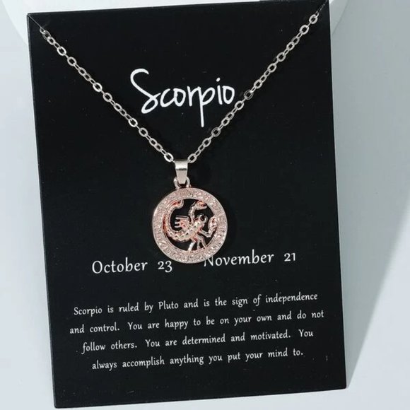 Scorpio Zodiac Rose Gold Necklace - Picture 1 of 3